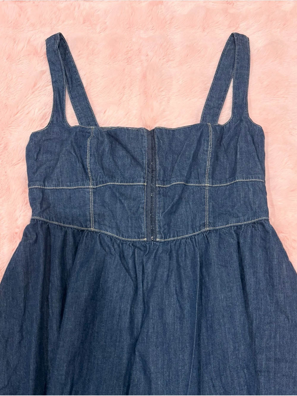 Reformation Tagliatelle Denim Midi Sleeveless Dress - Picture 5 of 8